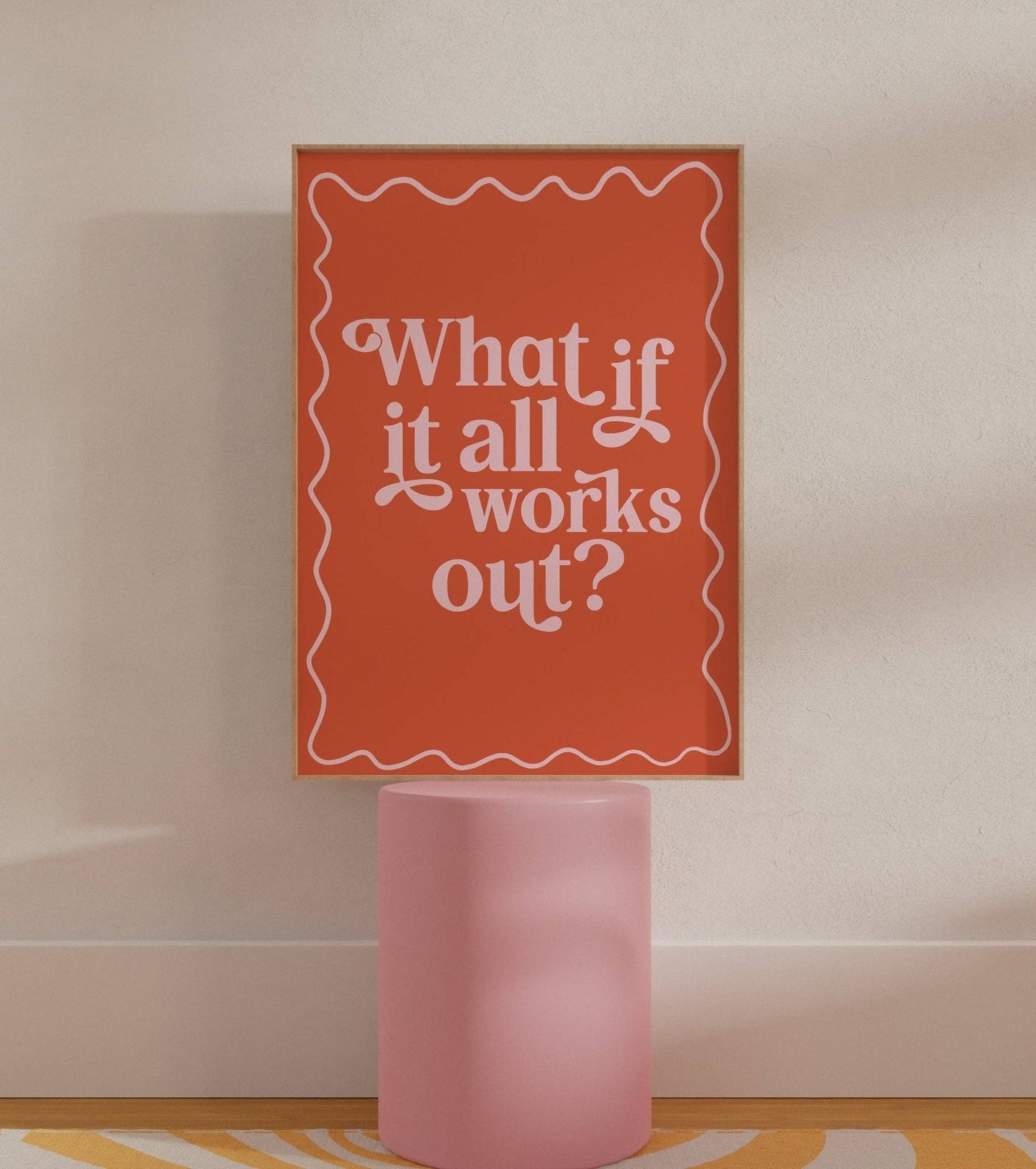 What If It All Works Out Print: Cream and Blue / A4