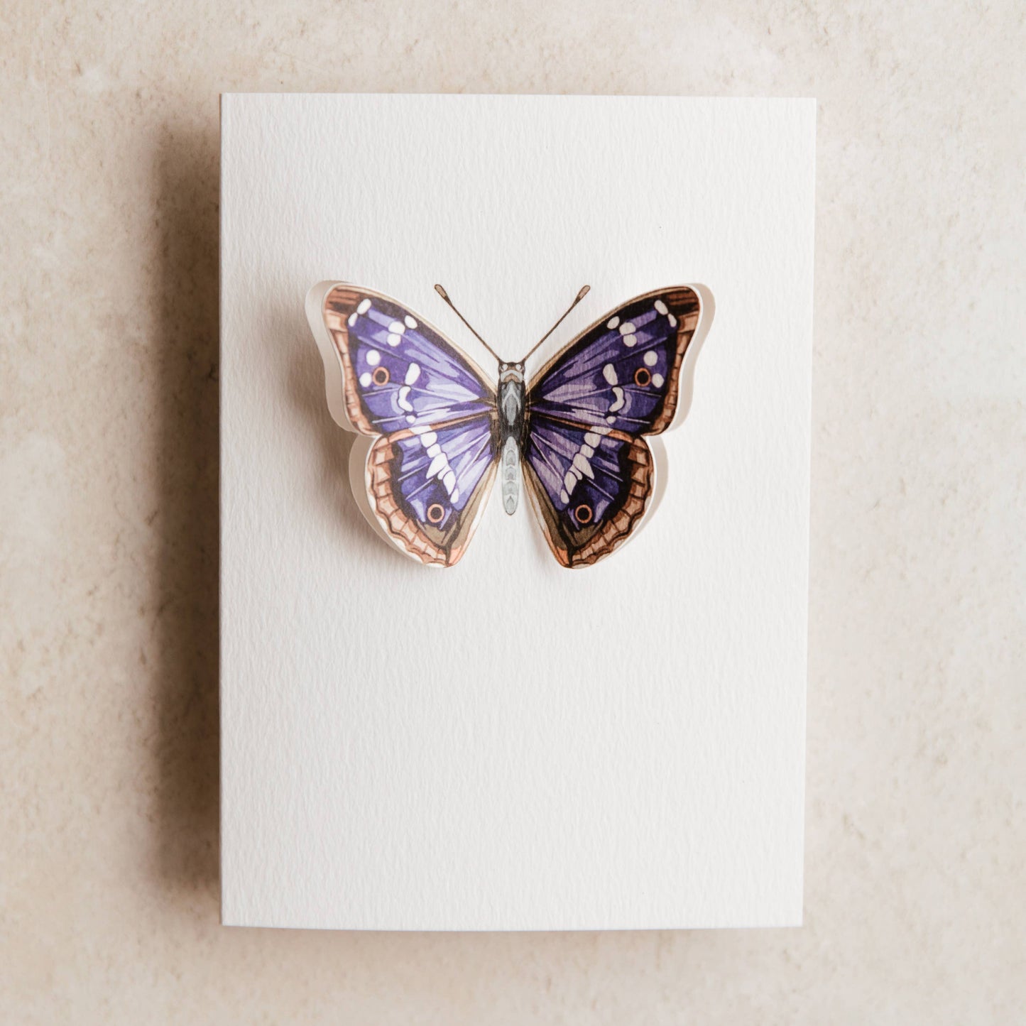 Purple Emperor Pop Out Butterfly Watercolour Greetings Card