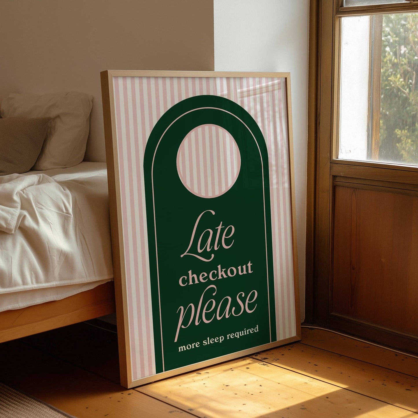 Late Checkout Bedroom Print: A4