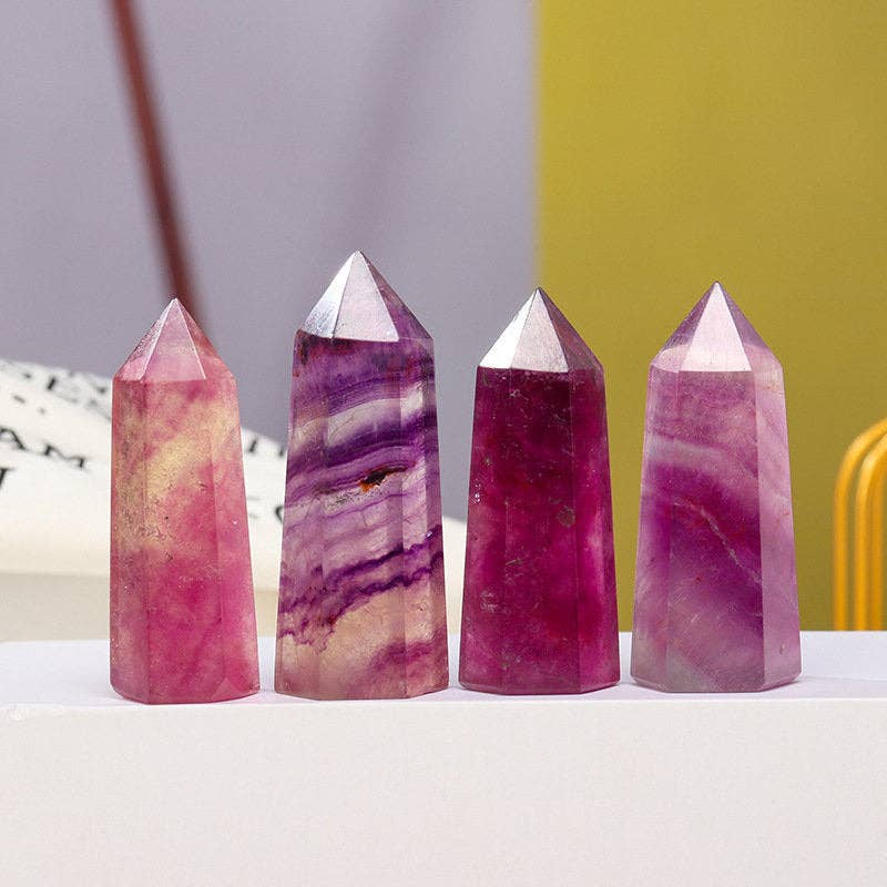 Purple Fluorite Crystal Obelisk Tower Point