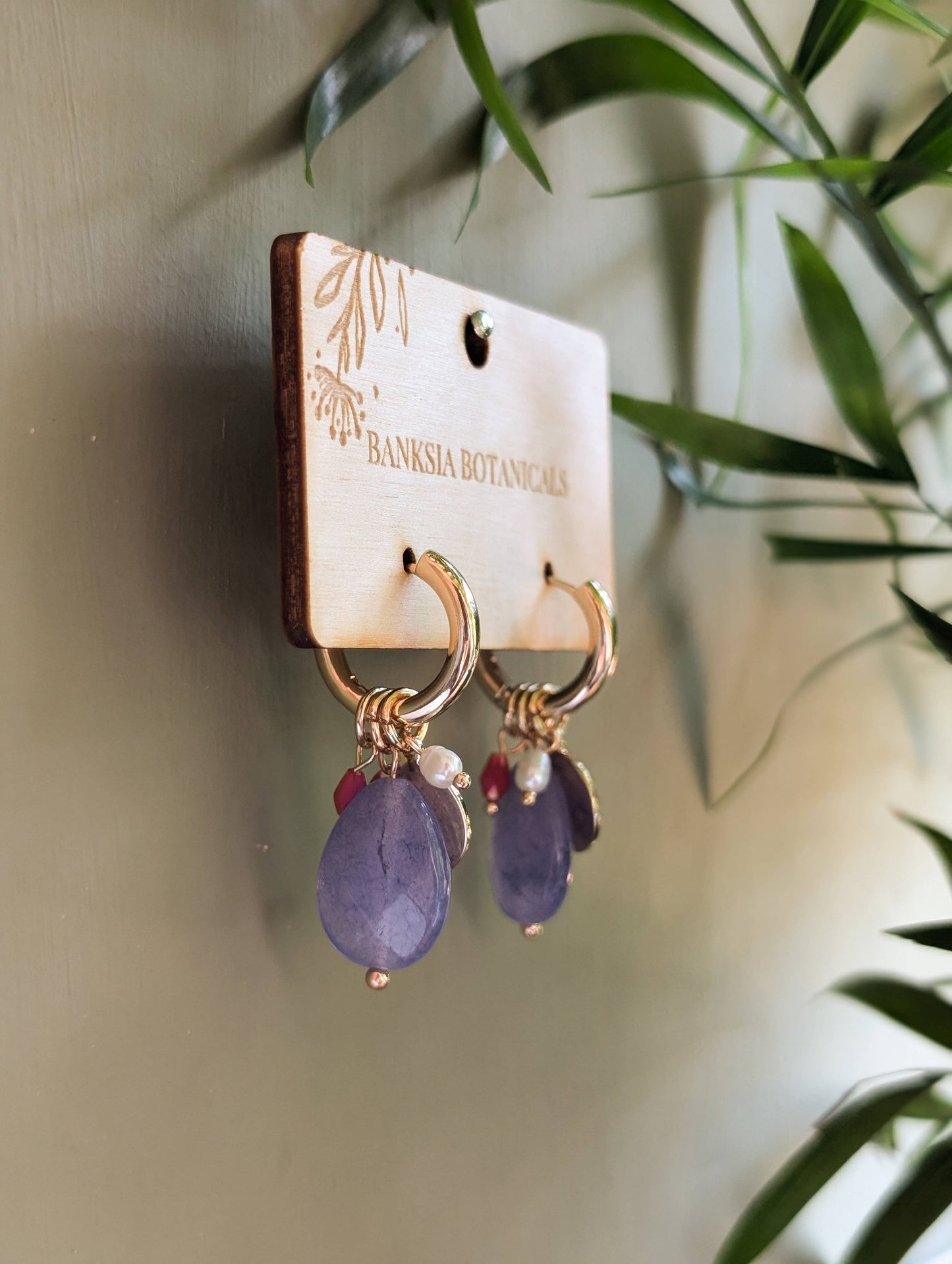 Purple Charm Huggie Earrings