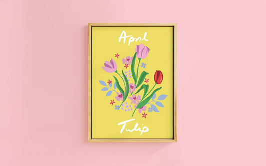 Birth Flower Print April - Tulip A6