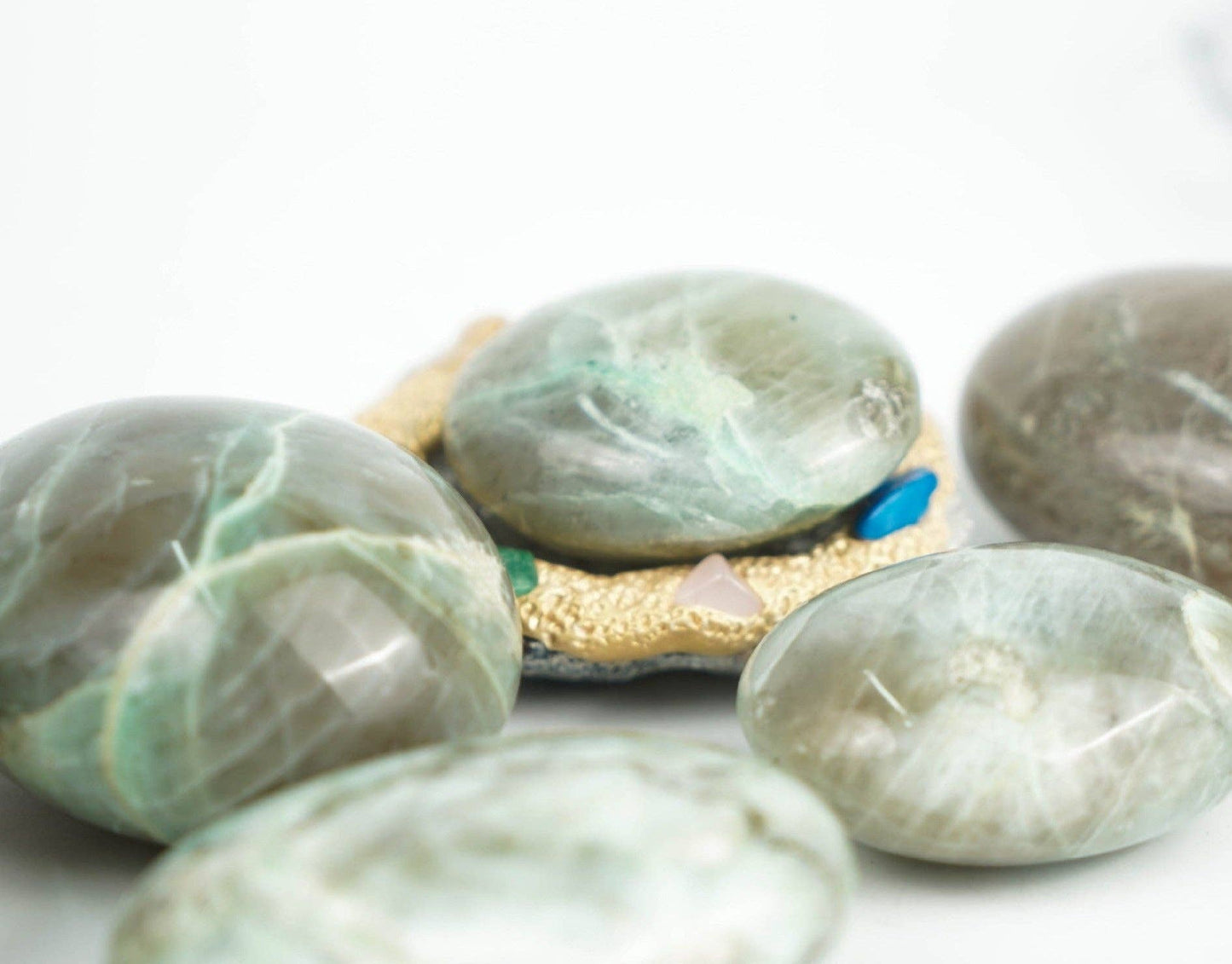 Green Moonstone Palm Stone