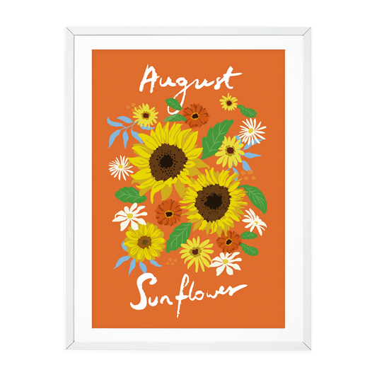 Birth Flower Print August - Sunflower - A6