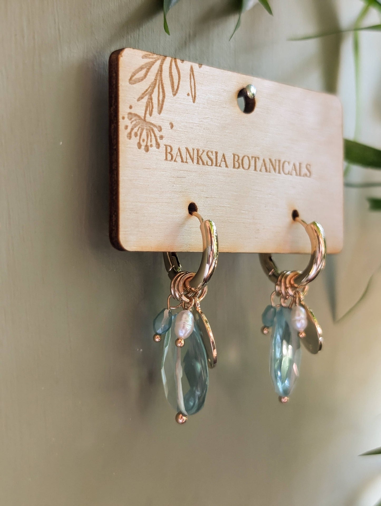 Blue Charm Huggie Earrings