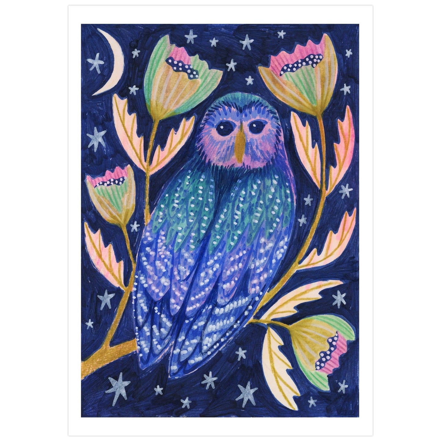 Midnight Owl Art Print: A4 - Medium