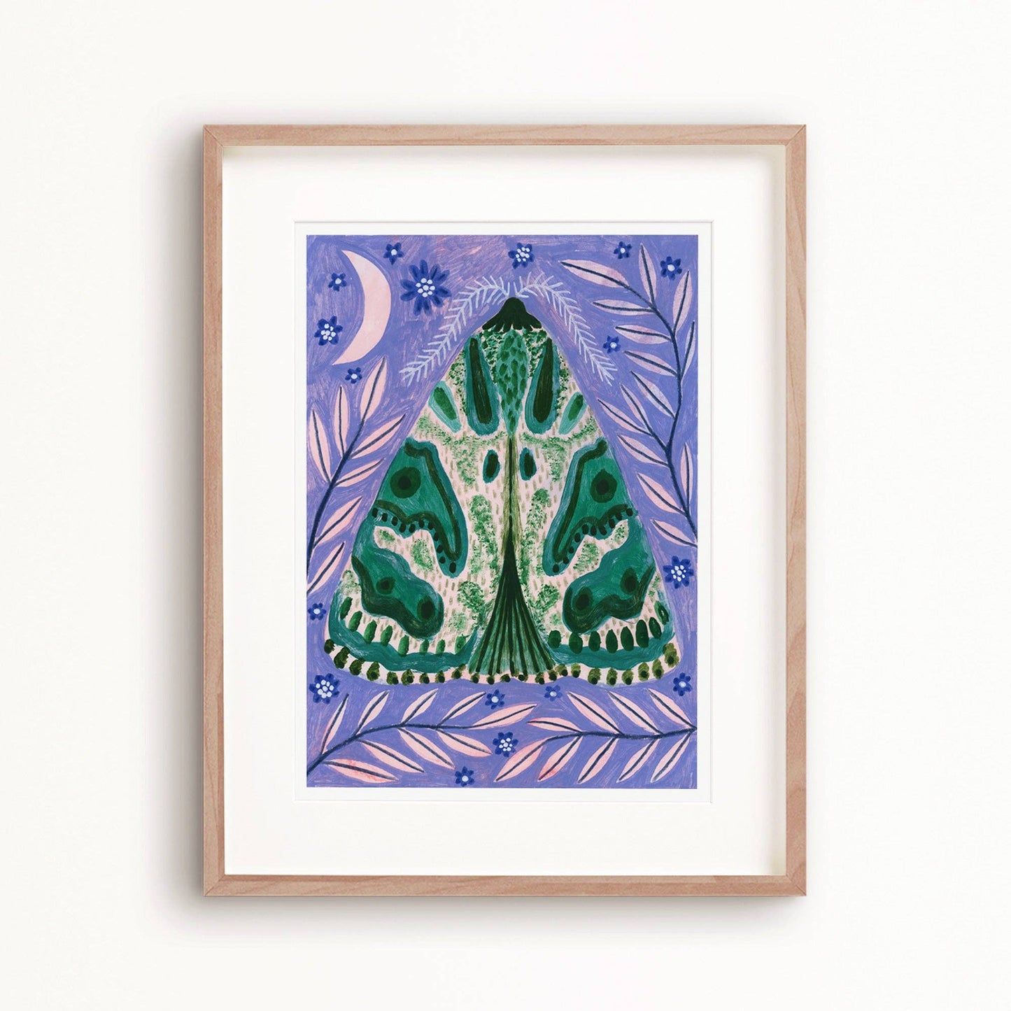 Teal Luna Moth Art Print: A4