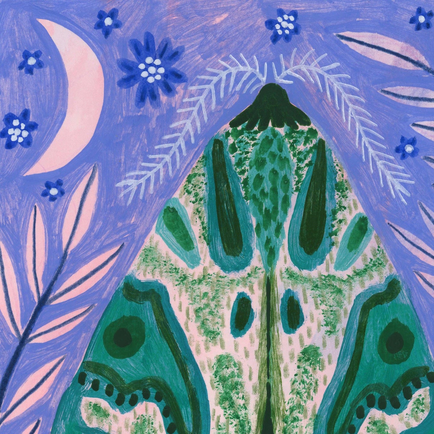 Teal Luna Moth Art Print: A4