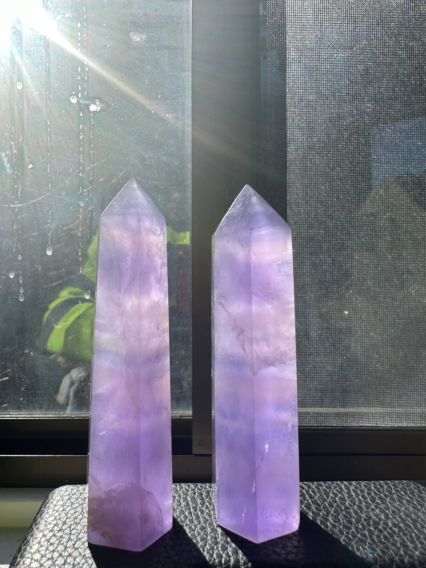 Purple Fluorite Crystal Obelisk Tower Point