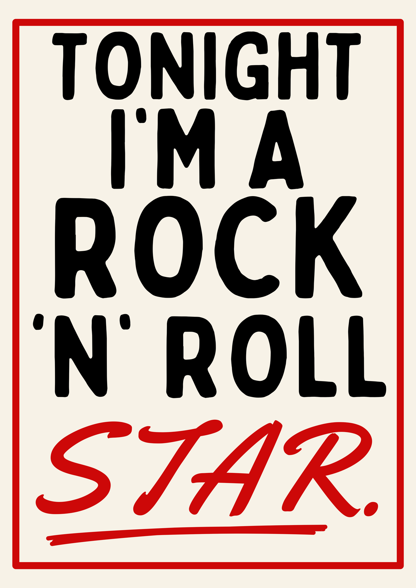 Rock ‘n’ Roll Star retro style print : A4