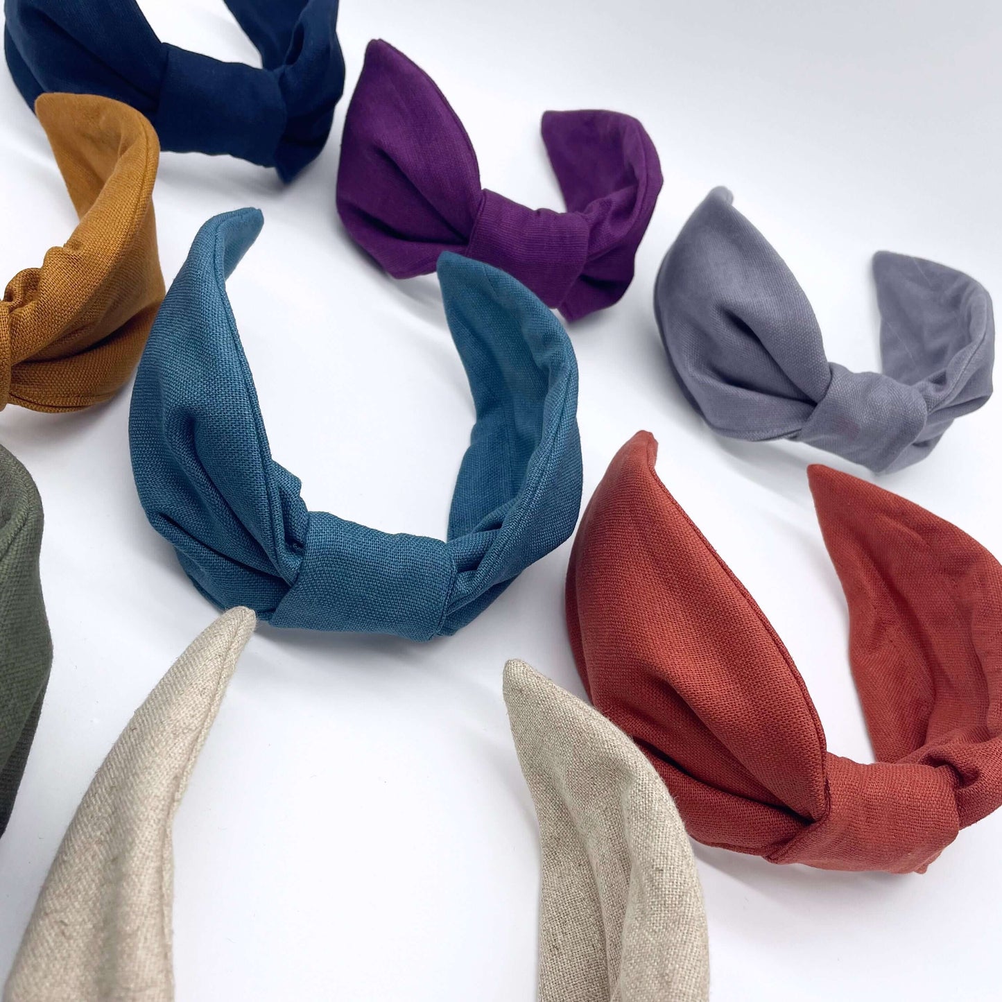 Luxury Linen Flat Knot Headband - 8 COLOURS: Fern