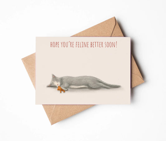 Hope You’re Feline Better Soon Cat Greetings Card