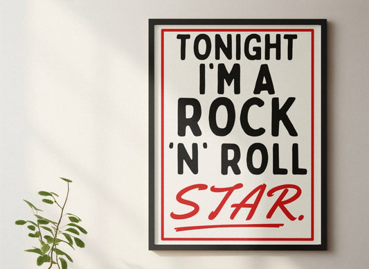 Rock ‘n’ Roll Star retro style print : A4