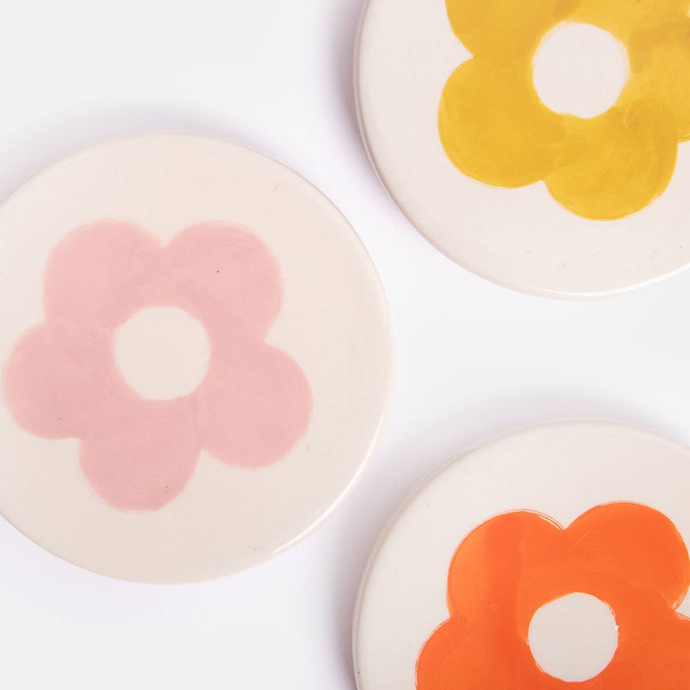 Handpainted Round Floral Coaster