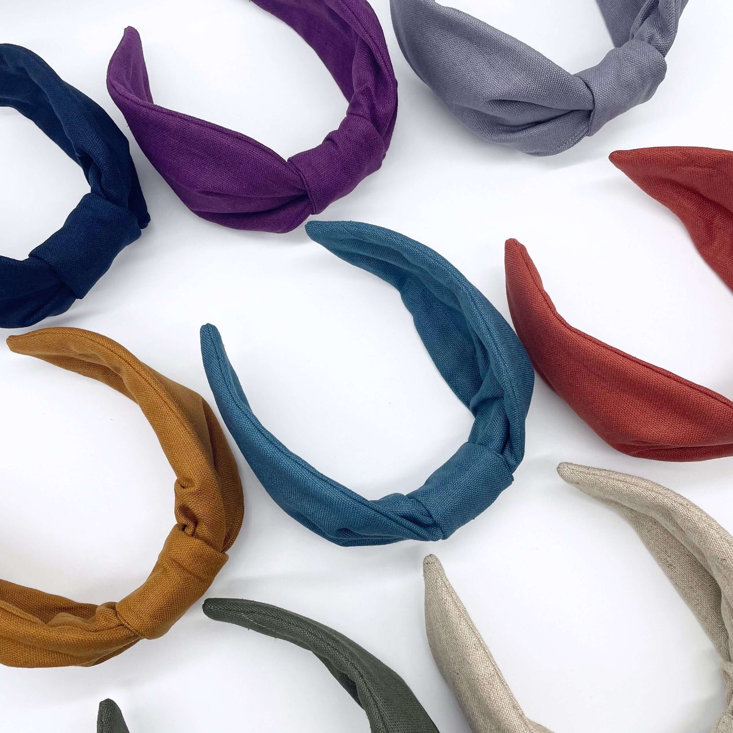 Luxury Linen Flat Knot Headband - 8 COLOURS: Fern