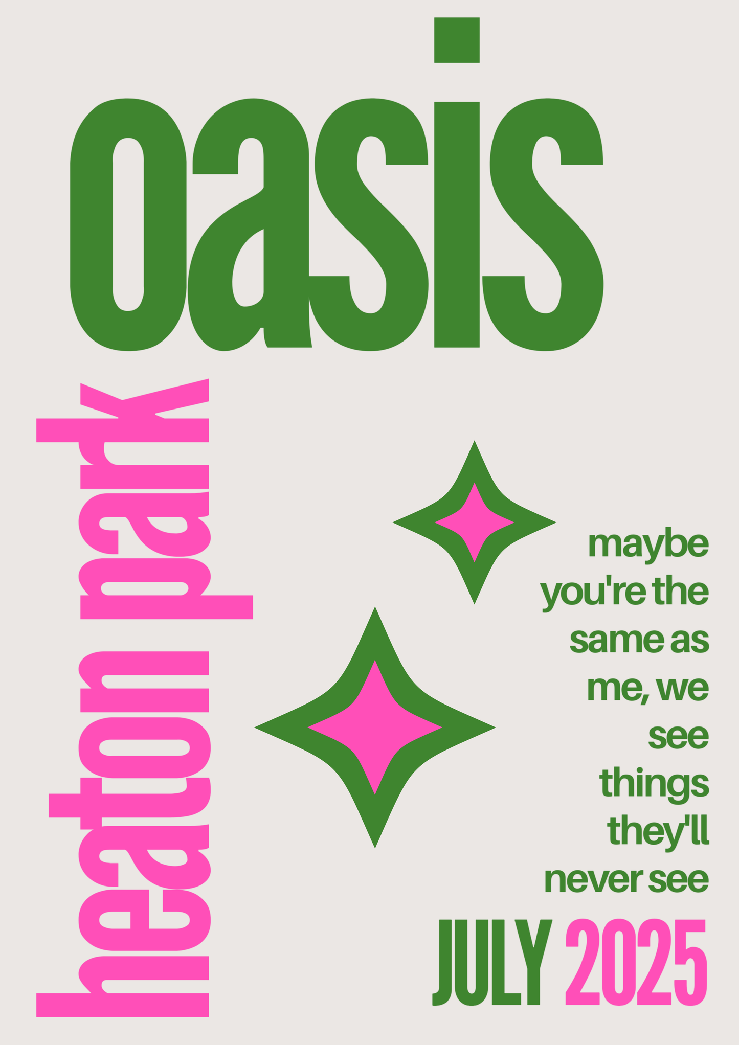 Oasis Heaton Park inspired print: A4