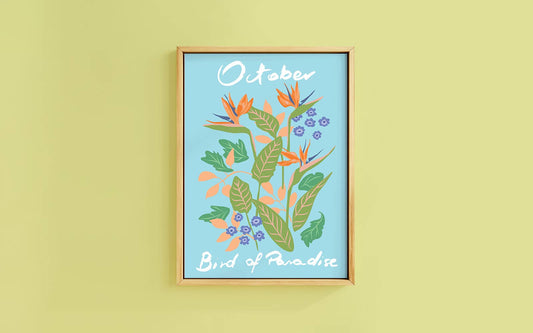 Birth Flower October - Bird Of Paradise - A6