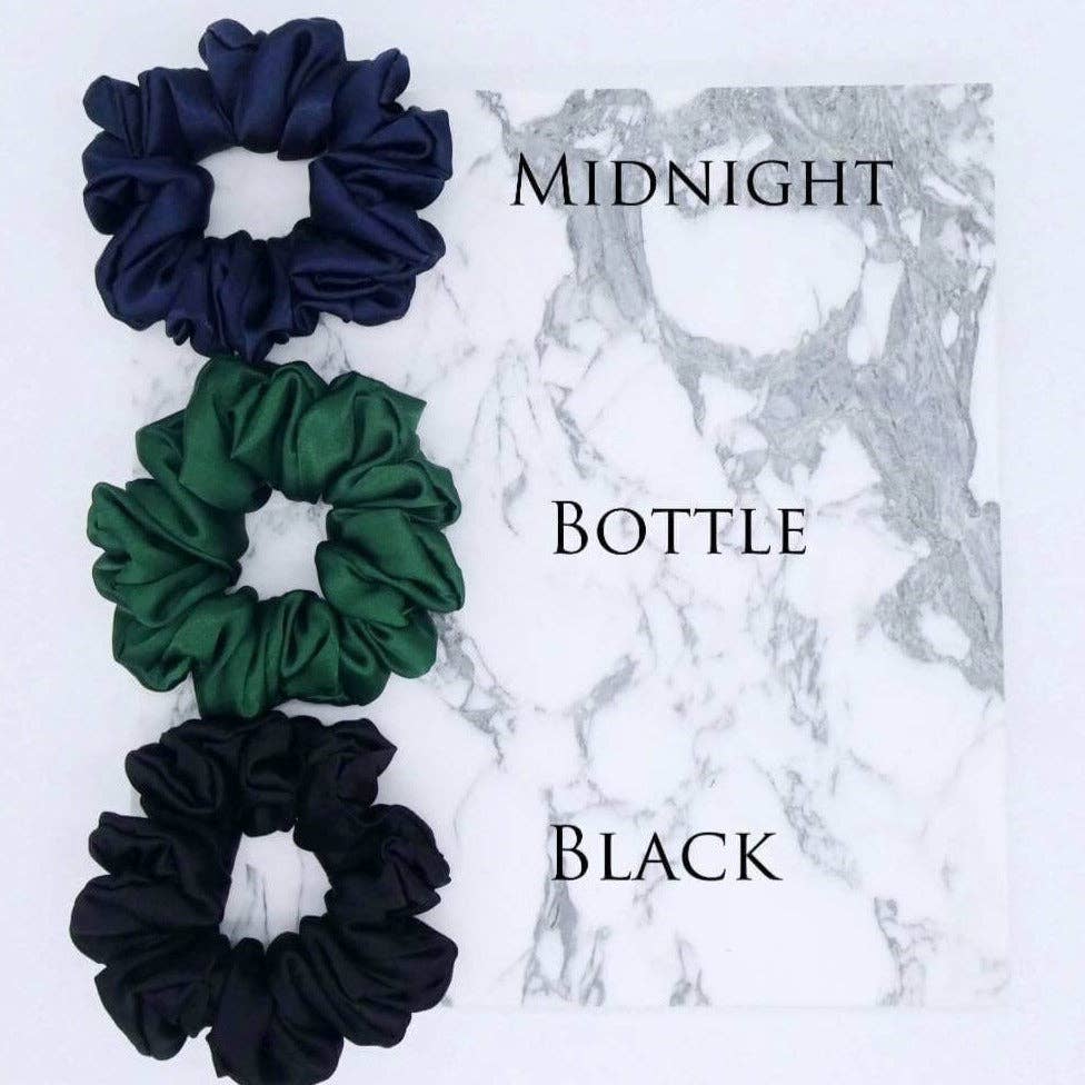 Luxury Satin Scrunchies in 4 SIZES: Regular / Petrol