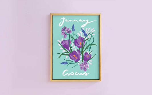 Birth Flower Print January - Crocus - A6