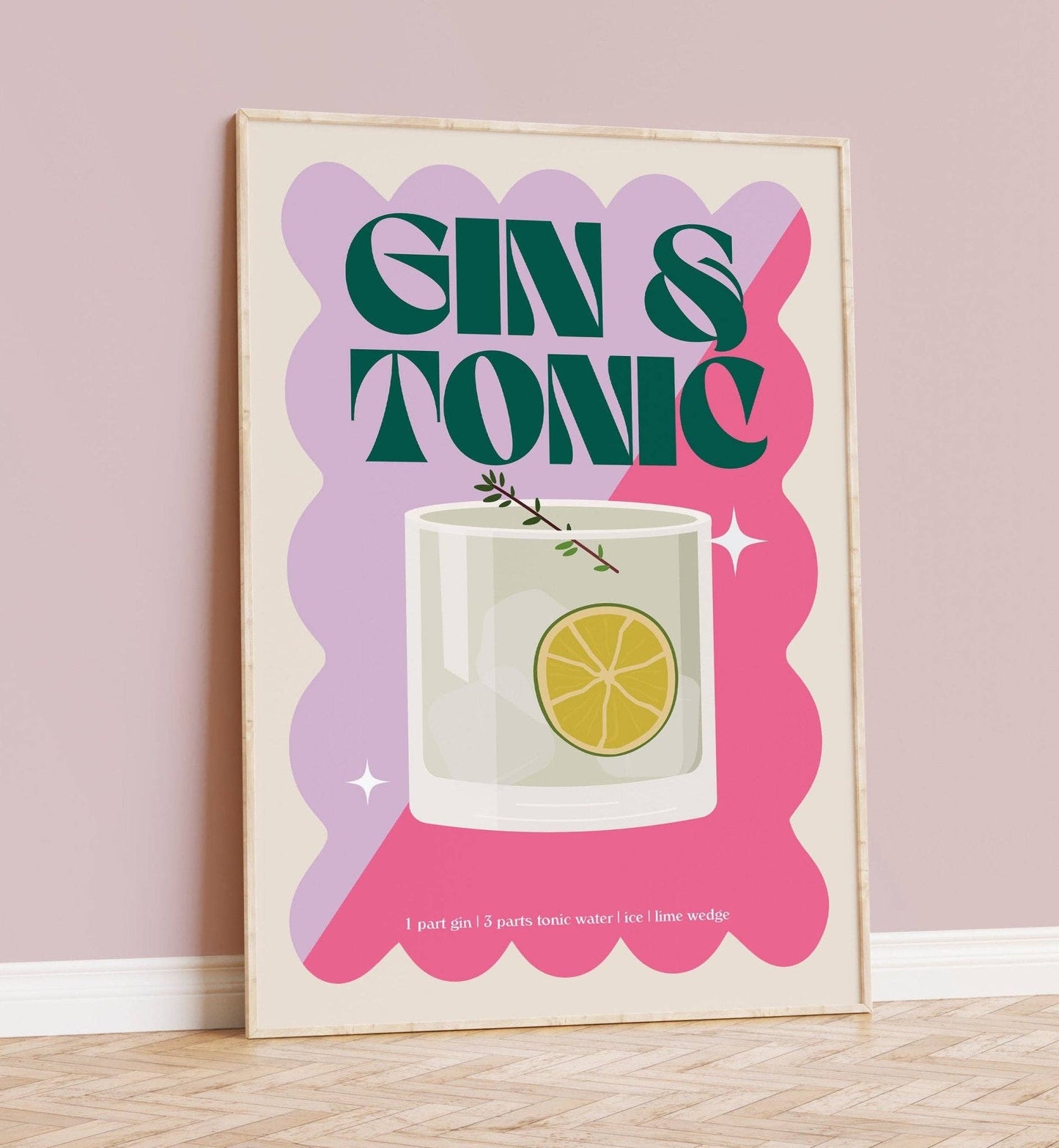 Gin & Tonic Cocktail Print: A4