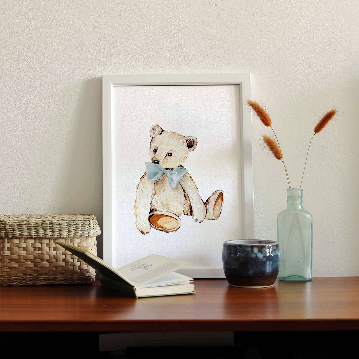 Teddy Bear Watercolour Sustainable A4 Wall Art Print