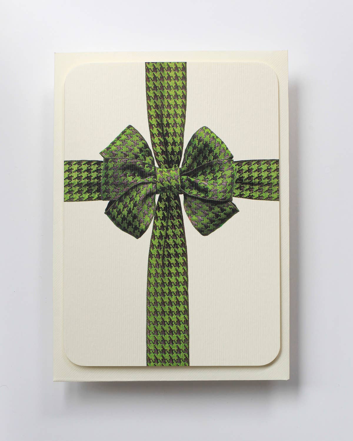 Green Houndstooth Bow Greeting Card
