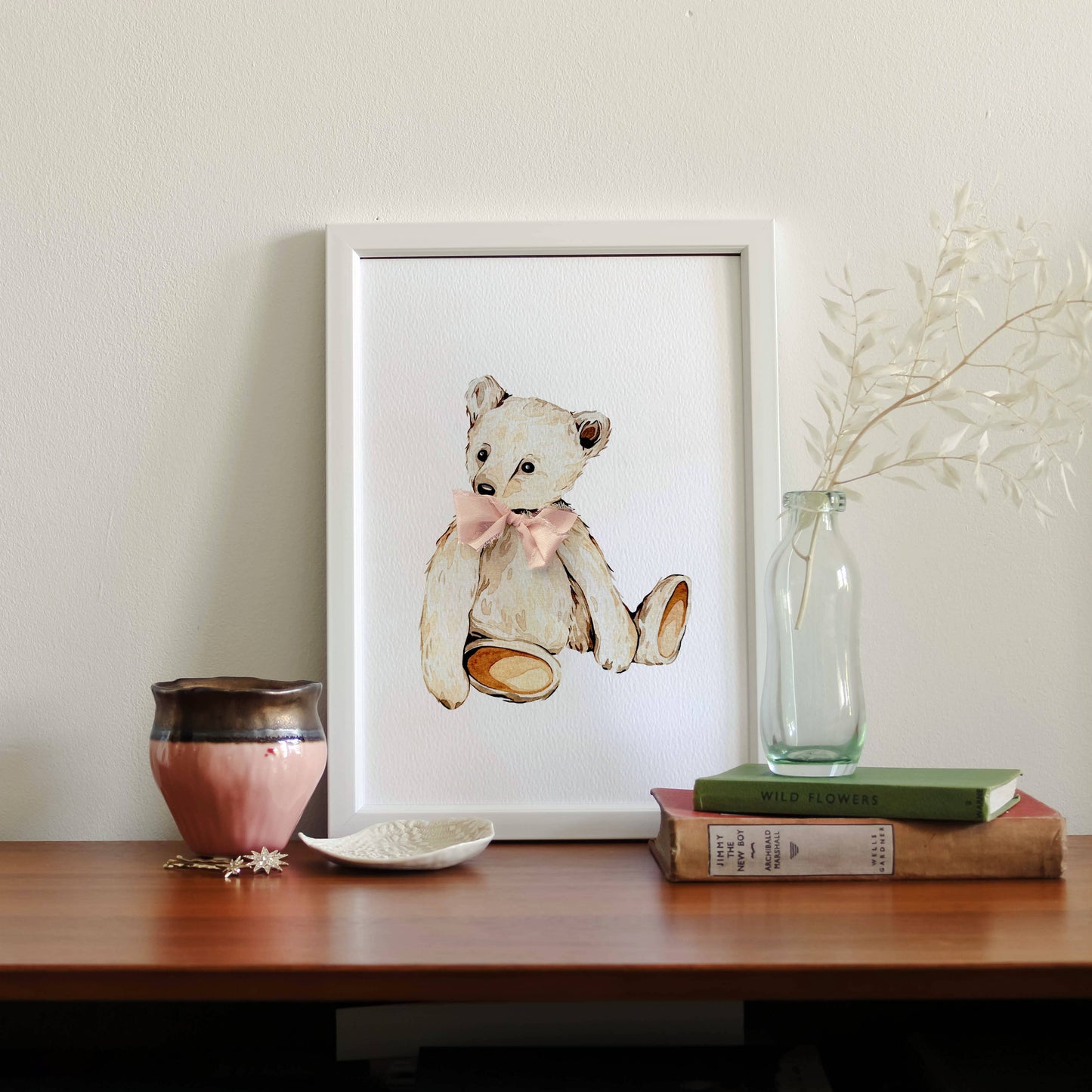 Teddy Bear Watercolour Sustainable A4 Wall Art Print
