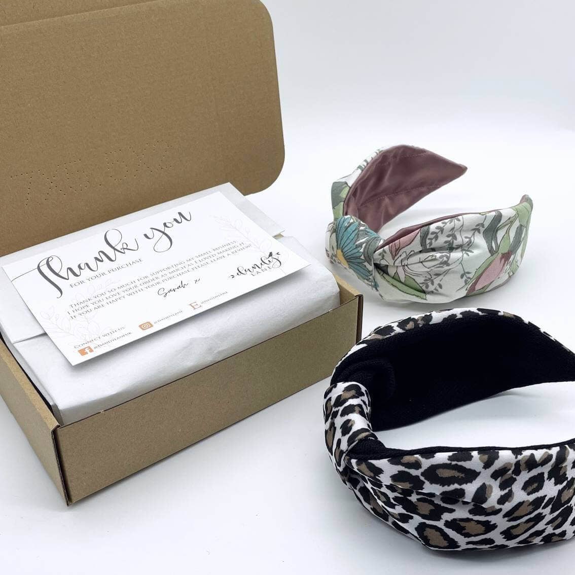 Florence Floral Linen Flat Knot Headband: Pink Satin