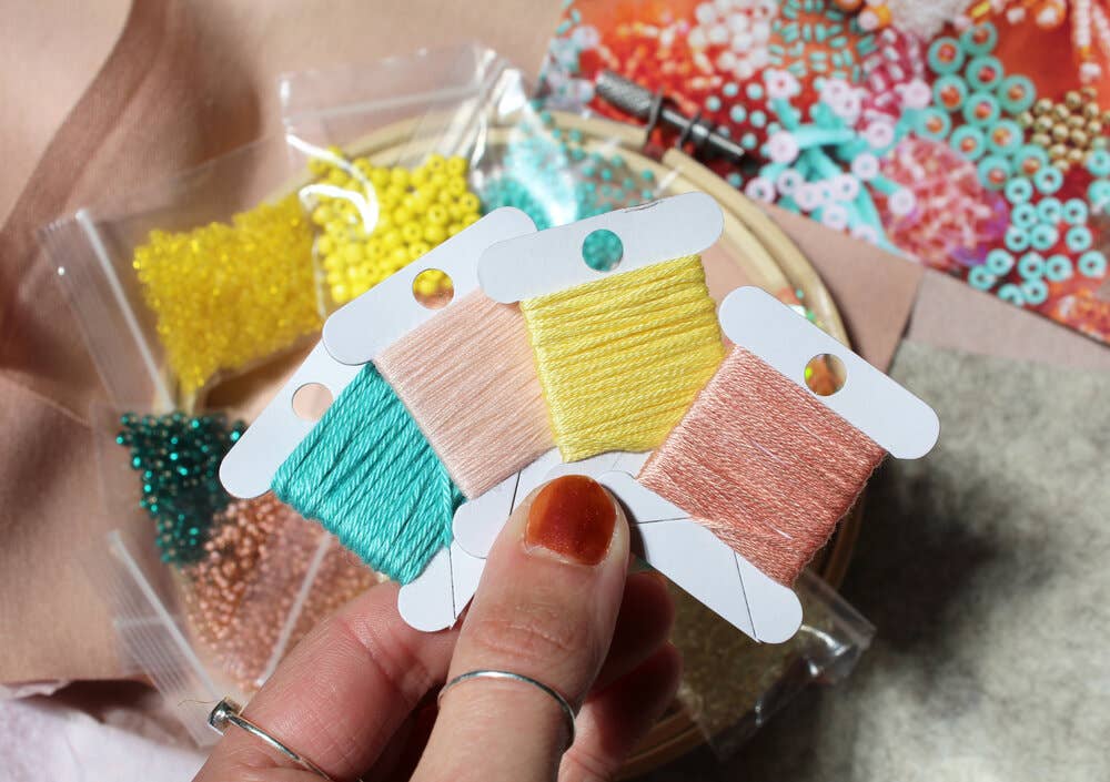 Beaded Embroidery Kit in Pastel