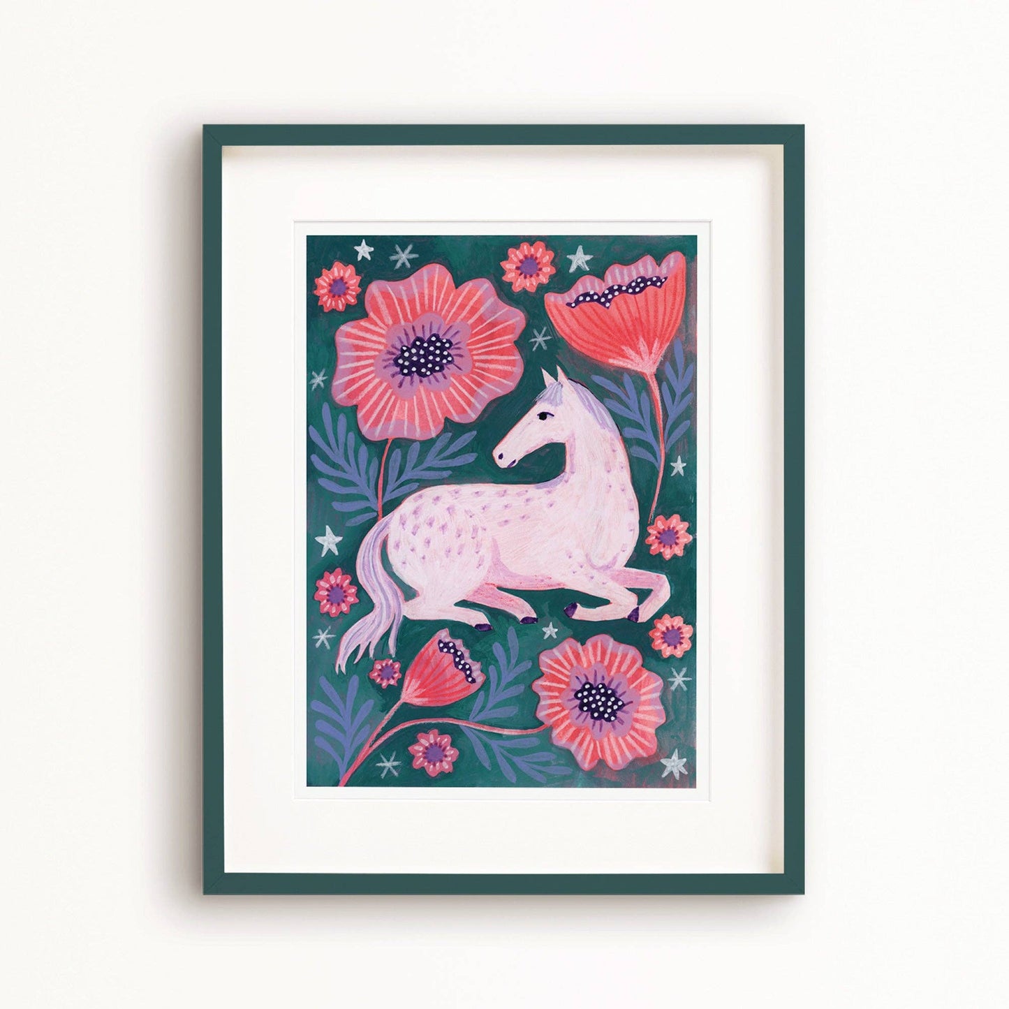 Horse Sized Flowers Art Print: A4