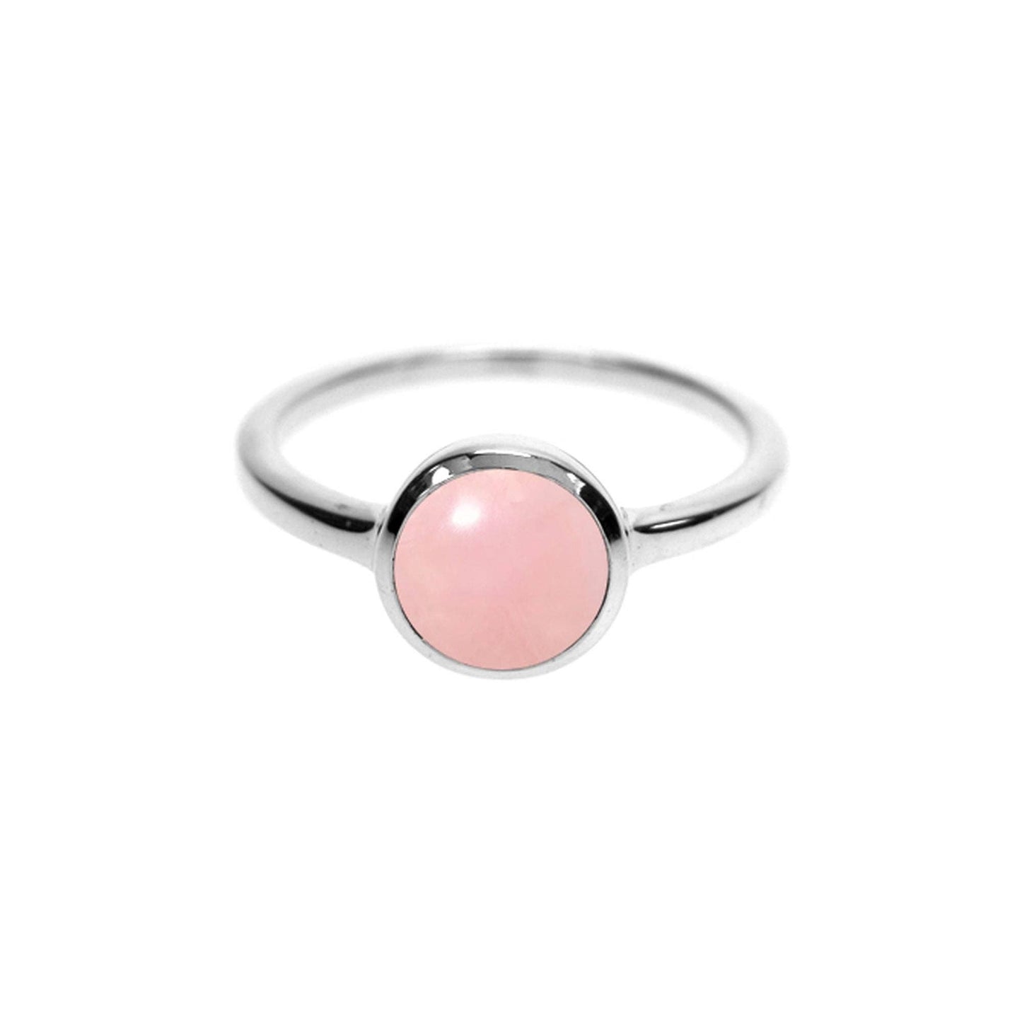 Bridget simple round rose quartz ring: M