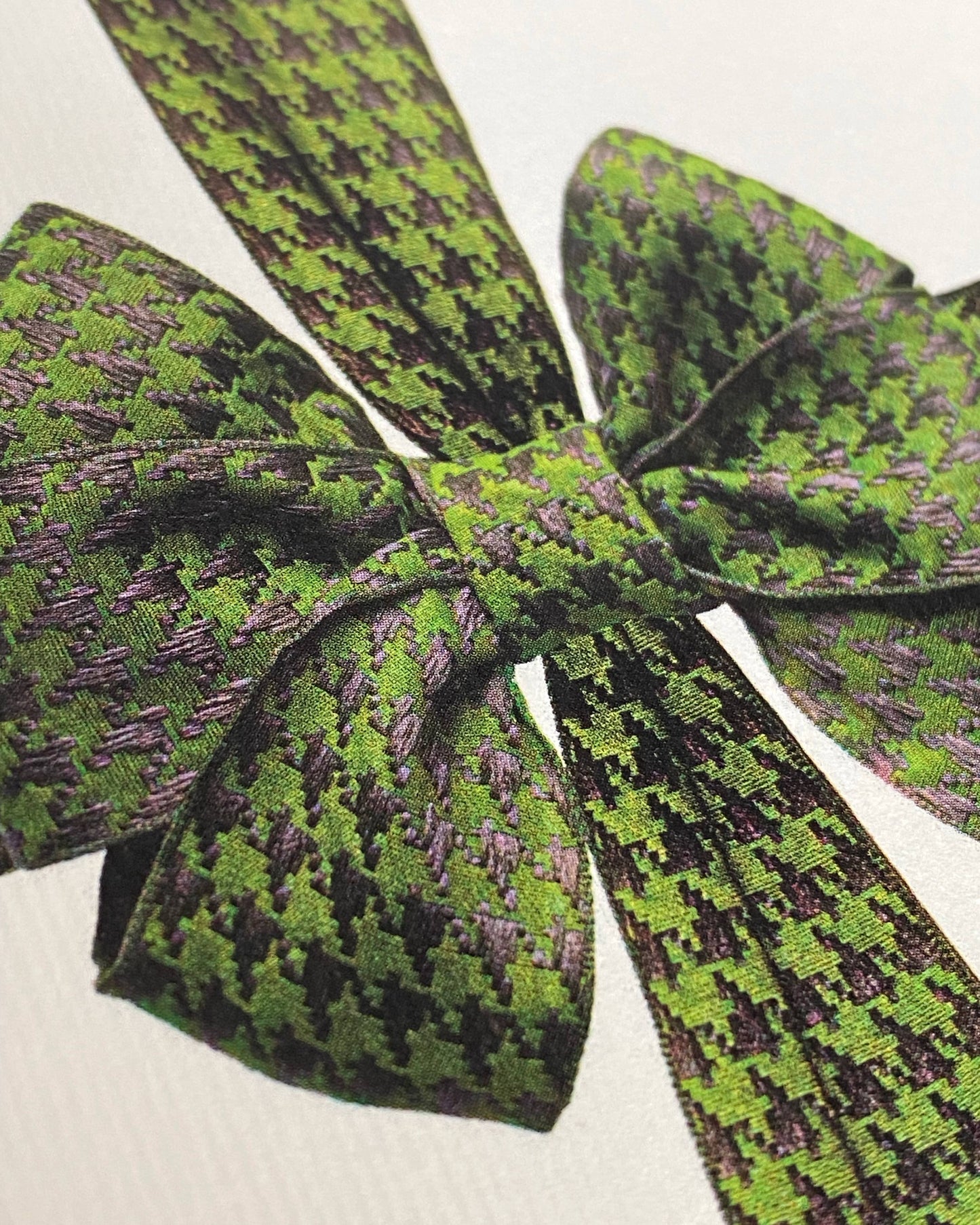 Green Houndstooth Bow Greeting Card