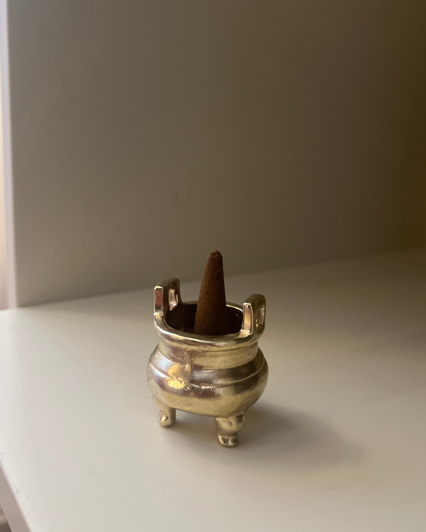 Chinese Ritual Brass Cauldron Incense Burner