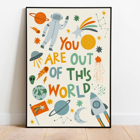 Children's Space-Themed Motivational Art Print Unframed: A4