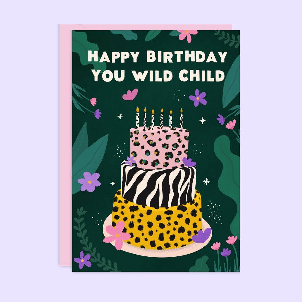 Wild Child Birthday Card | Leopard Print Card | Female Card