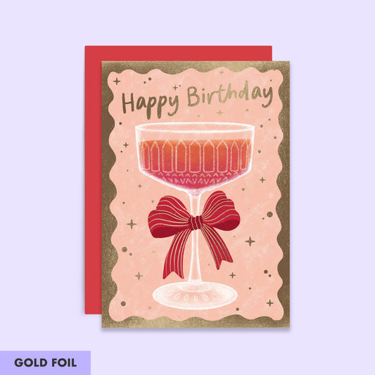 Cocktail With a Bow Birthday Card | Stylish Birthday Card