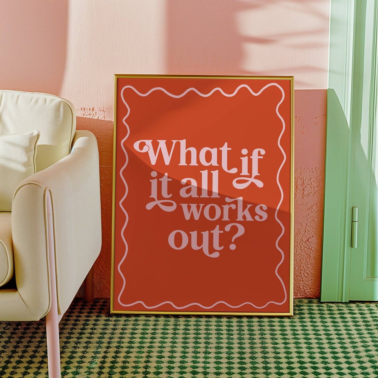 What If It All Works Out Print: Cream and Blue / A4