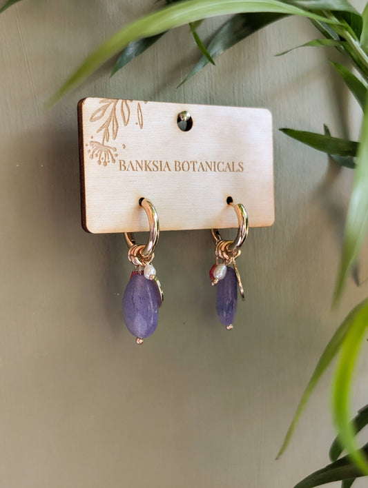 Purple Charm Huggie Earrings