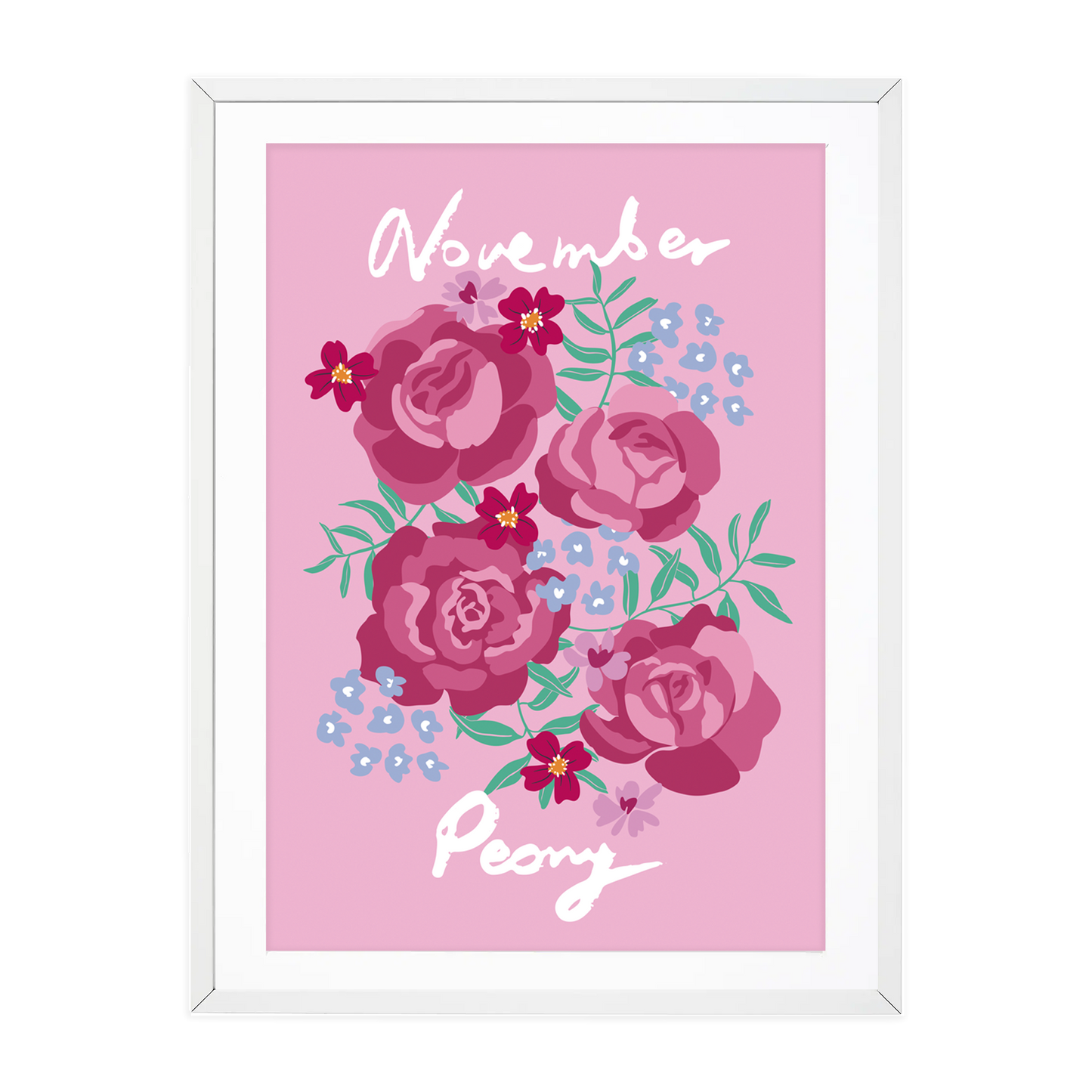 Birth Flower Print November - Peony  - A6