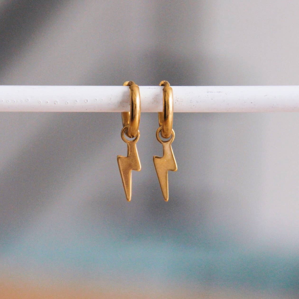 Lightning Bolt Huggie Hoop Earrings