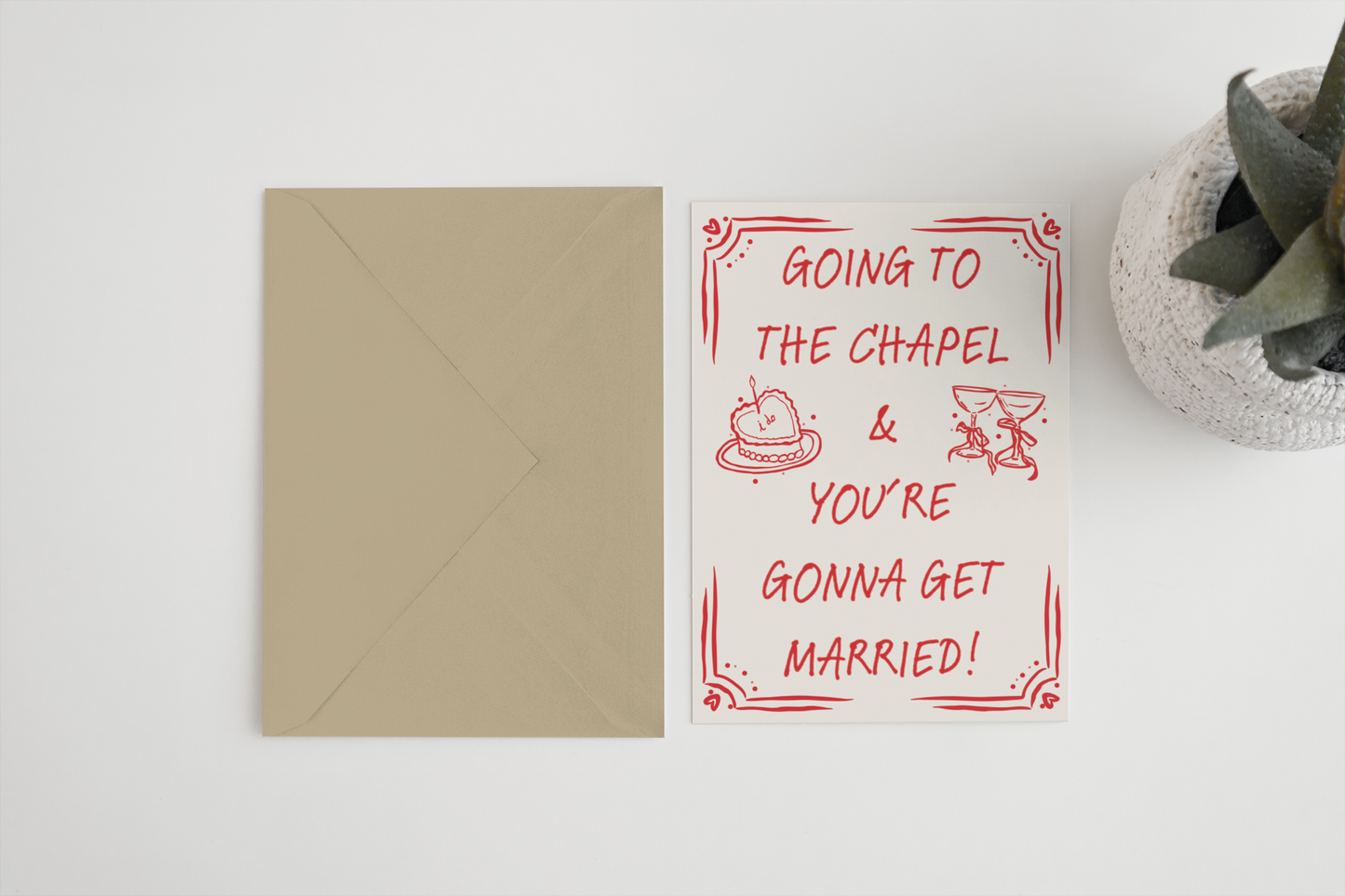 Going to the chapel Wedding/Engagement A6/5x7 card : Card Clasp (Plastic Free) / A6