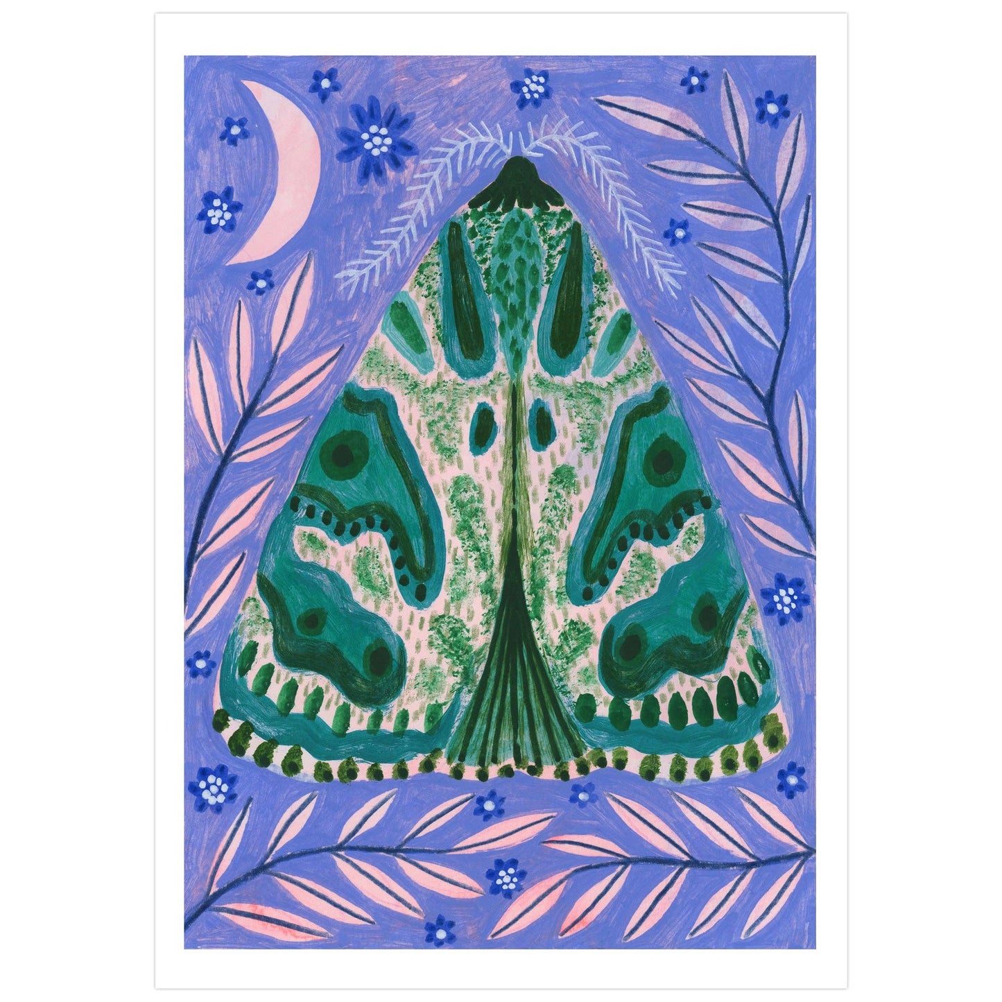 Teal Luna Moth Art Print: A4