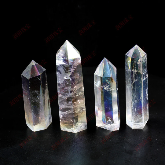 Aura Clear Quartz Crystal Obelisk Tower Point