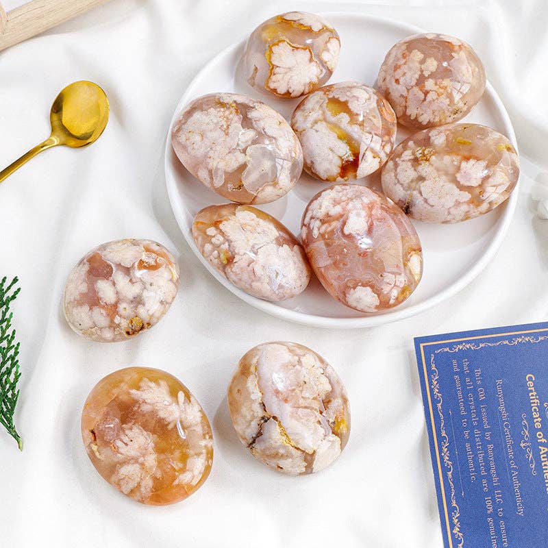 Flower Agate Palm Stone