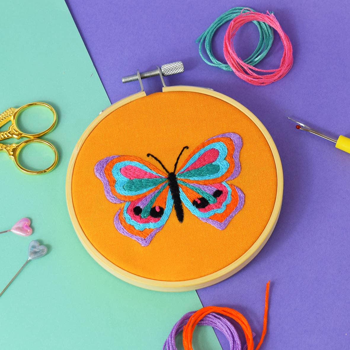 'Kaleidoscope Butterfly' Mini Embroidery Kit
