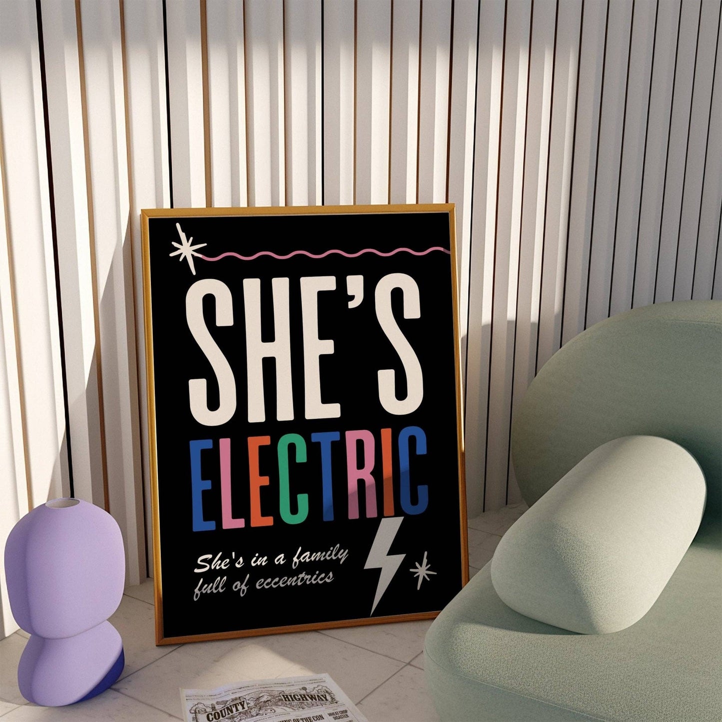 She's Electric Lyrics Inspired Print: A4