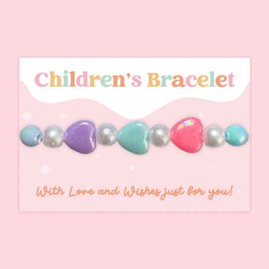 Pastel Hearts - Children's Beaded Bracelet