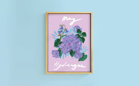 Birth Flower Print May - Hydrangea - A6