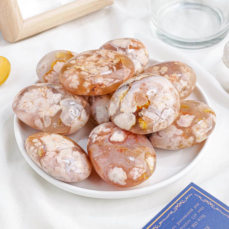 Flower Agate Palm Stone