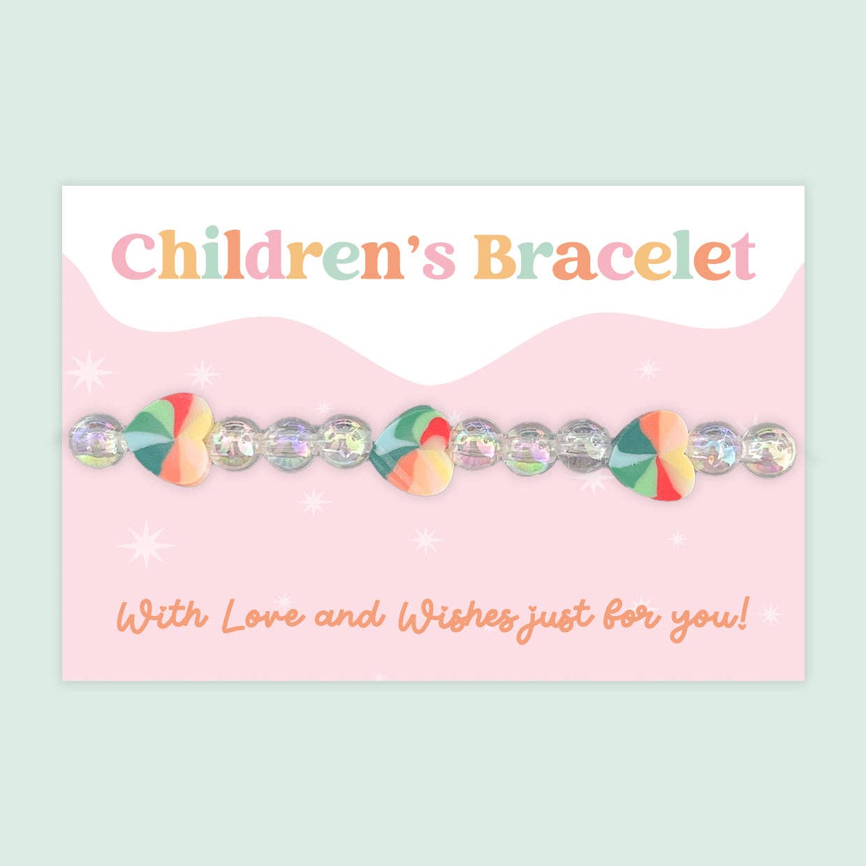 Rainbow Heart Charms - Children's Beaded Bracelet